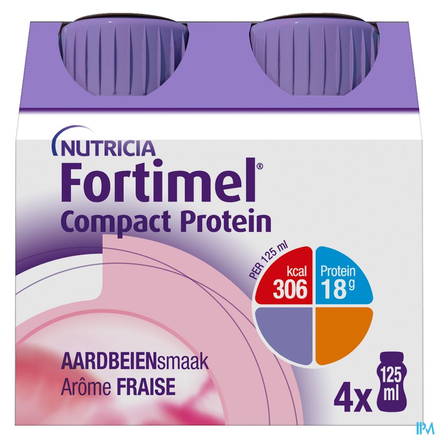 Fortimel Compact Protein Goût Fraise Bouteilles 4x125ml