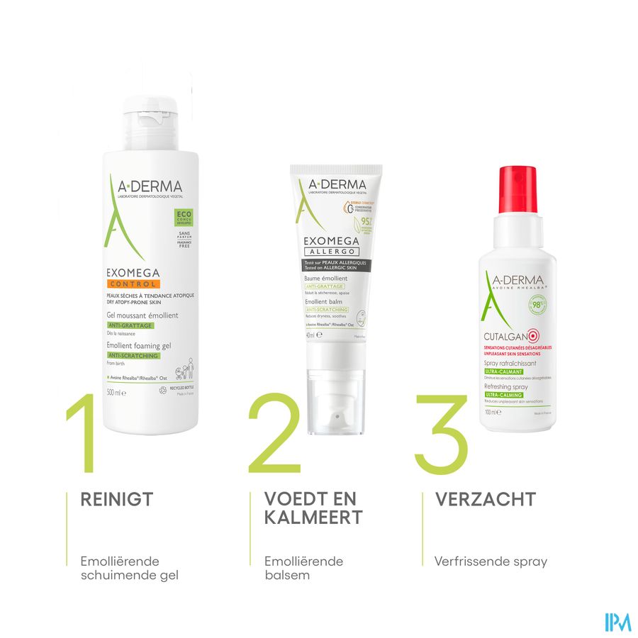 A-DERMA — EXOMEGA ALLERGO - BAUME ÉMOLLIENT COSMETIQUE STERILE -  Peaux allergiques anti-grattage démangeaisons