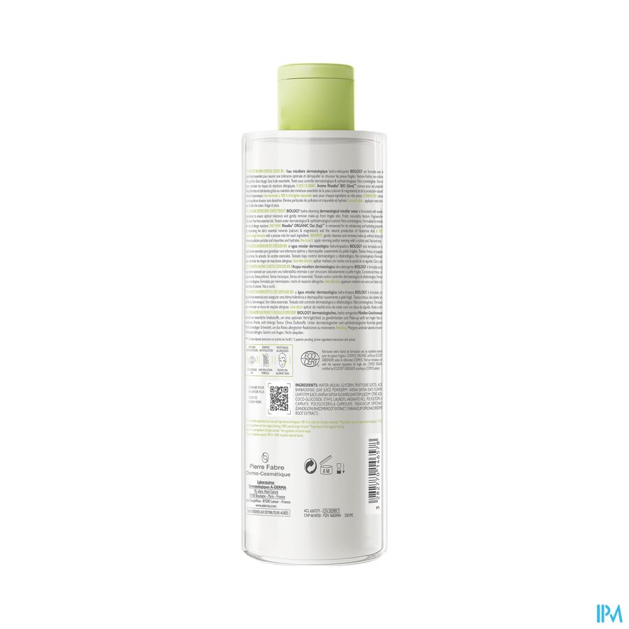 A-DERMA BIOLOGY AC EAU MICELLAIRE - Peau mixte, grasse à tendance acnéique, anti-imperfections