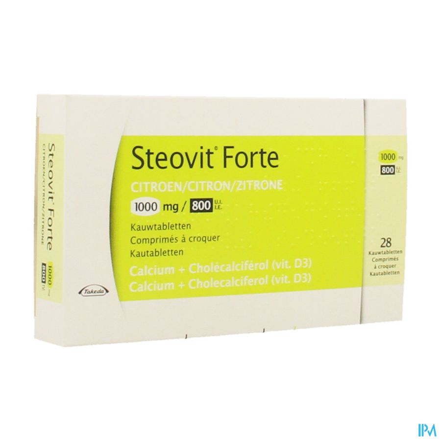 Steovit Forte Citron 1000mg/800 U.I. Calcium & Vit D - 28 comprimés à croquer