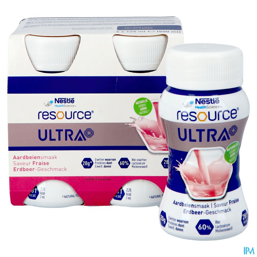 Resource Ultra+ Saveur Fraise 4x125ml