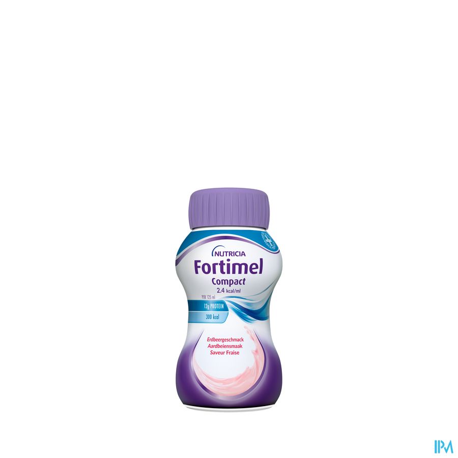Fortimel Compact 2.4kcal Arôme Fraise Complément Nutritionnel Dénutrition Bouteilles 4x125ml