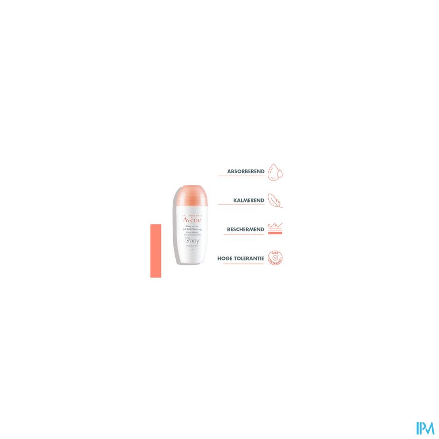 Eau Thermale Avène BODY Déodorant Efficacité 24h Peaux sensibles Roll-On à l'huile de carthame