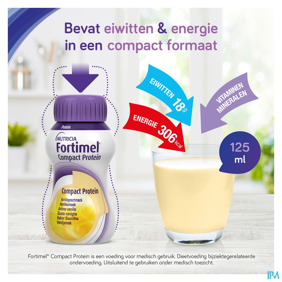 Fortimel Compact Protein Goût Fraise Bouteilles 4x125ml