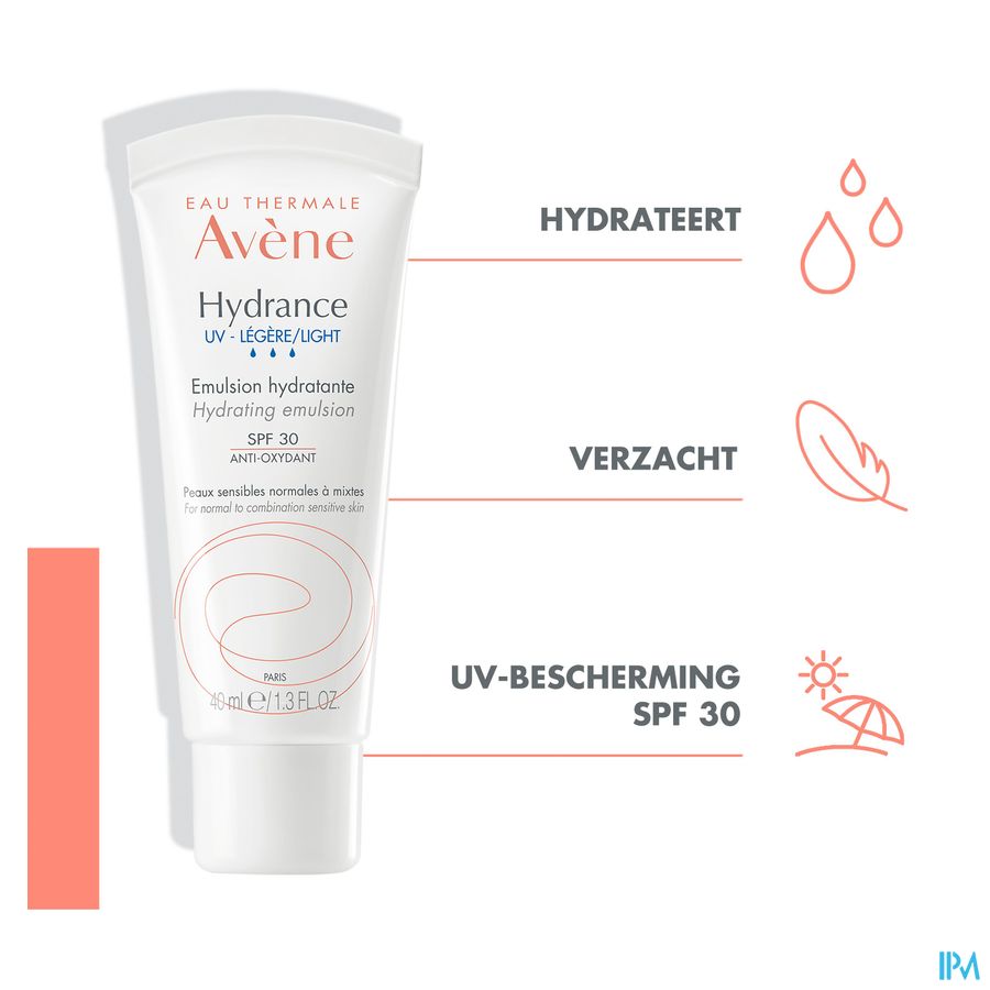 Eau Thermale Avène HYDRANCE UV LÉGÈRE Émulsion hydratante SPF30  -Peaux sensibles normales à mixtes