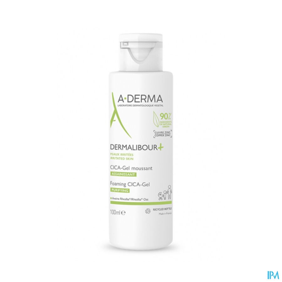 A-DERMA - DERMALIBOUR + CICA -GEL MOUSSANT ASSAINISSANT -  Apaise les peaux irritées