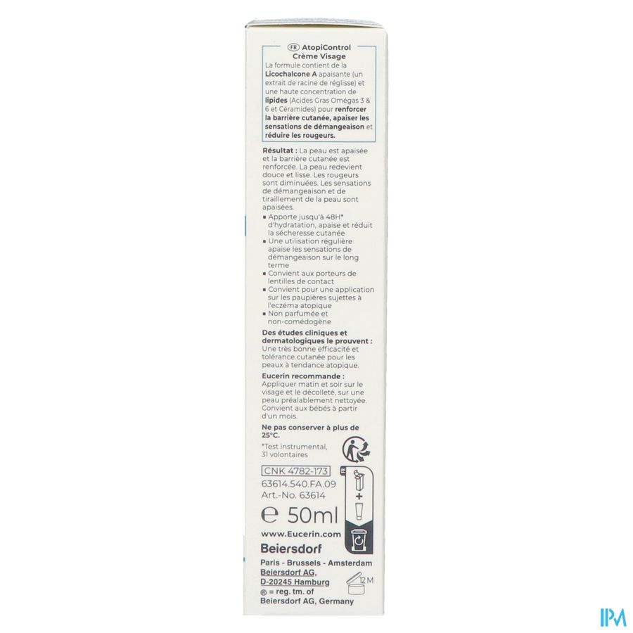 Eucerin Atopicontrol Creme Visage 50ml Nf