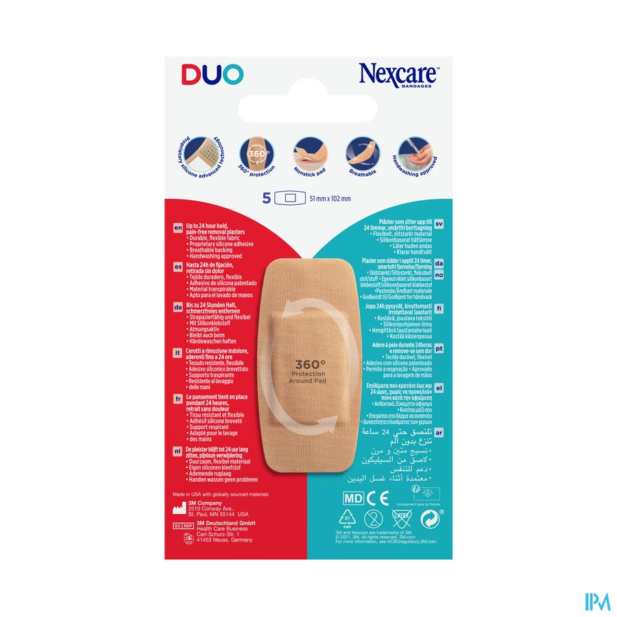 Nexcare 3m Duo Pansement Maxi 51x102mm 5