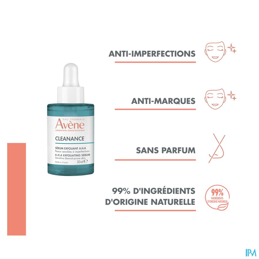 Eau Thermale Avène CLEANANCE Sérum exfoliant A.H.A - Anti-imperfections, anti-marques pour les peaux sensibles à imperfections