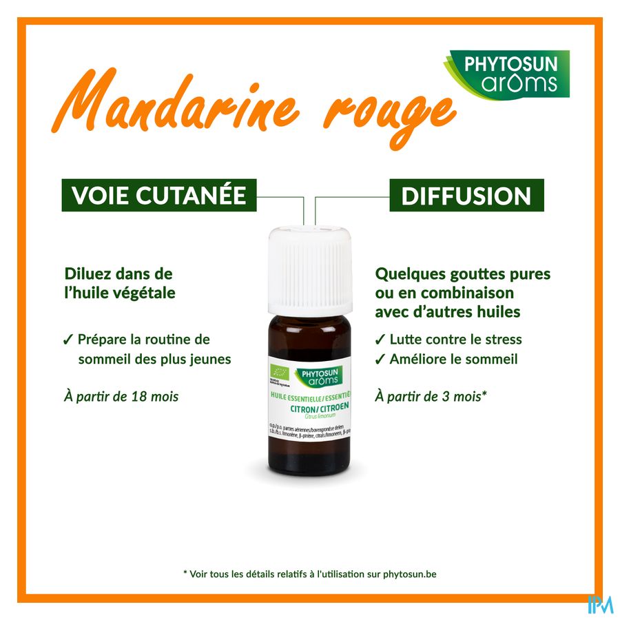 Phytosun® Huile Essentielle Mandarine rouge – 10 ml – Action apaisante & Sommeil