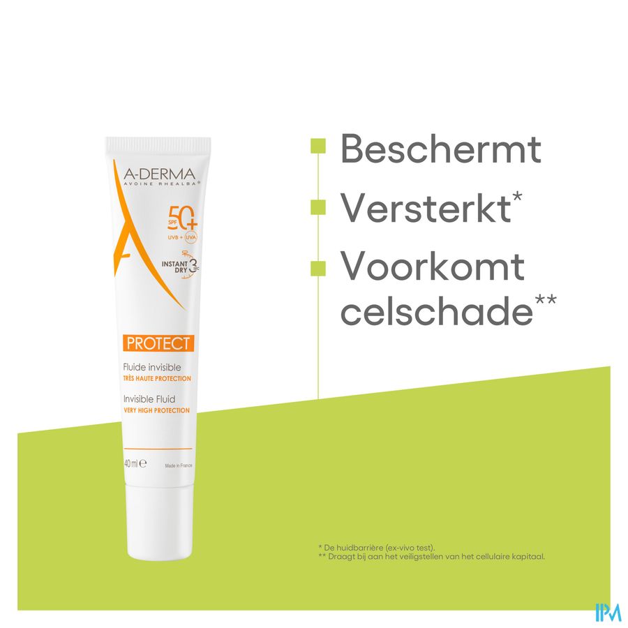 A-DERMA - A-DERMA PROTECT FLUIDE SOLAIRE VISAGE INVISIBLE SPF50+ - A-DERMA PROTECT