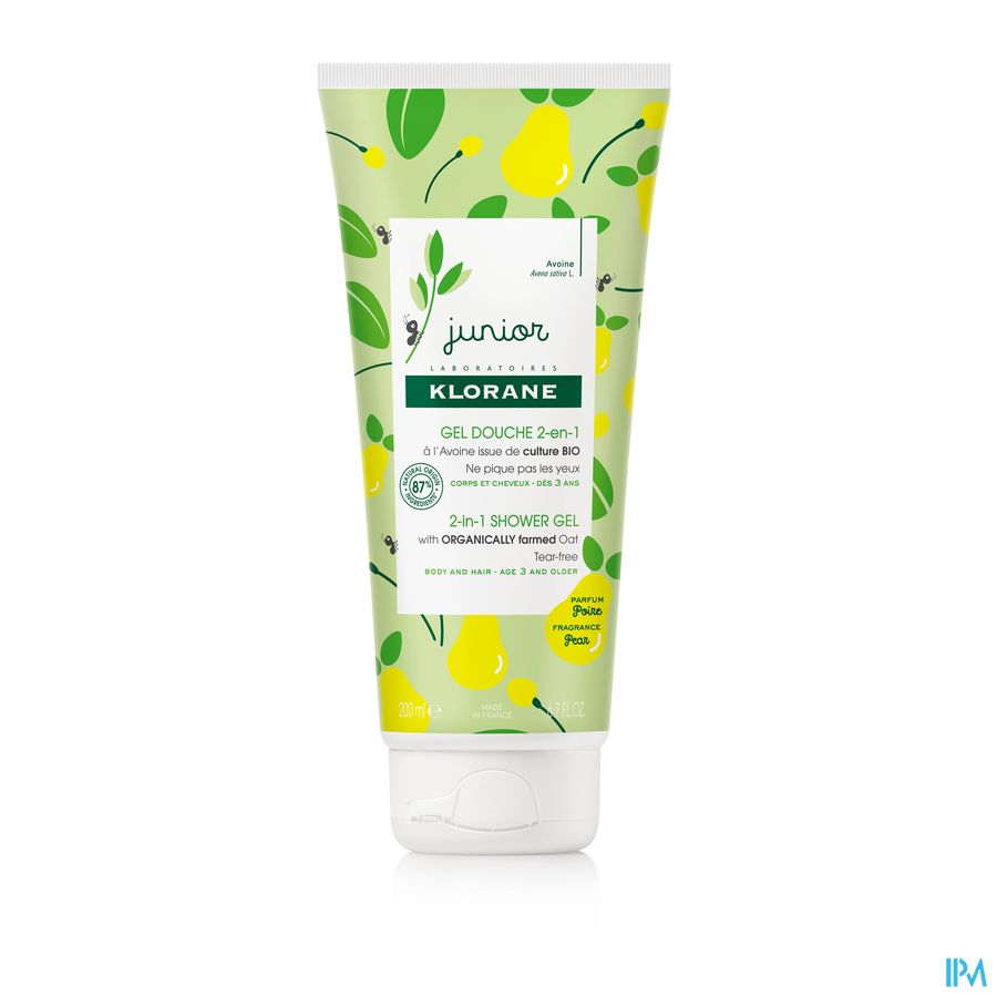 Klorane - Gel douche 2-en-1 à l’Avoine BIO - Poire - Corps et Cheveux - Junior - Enfant