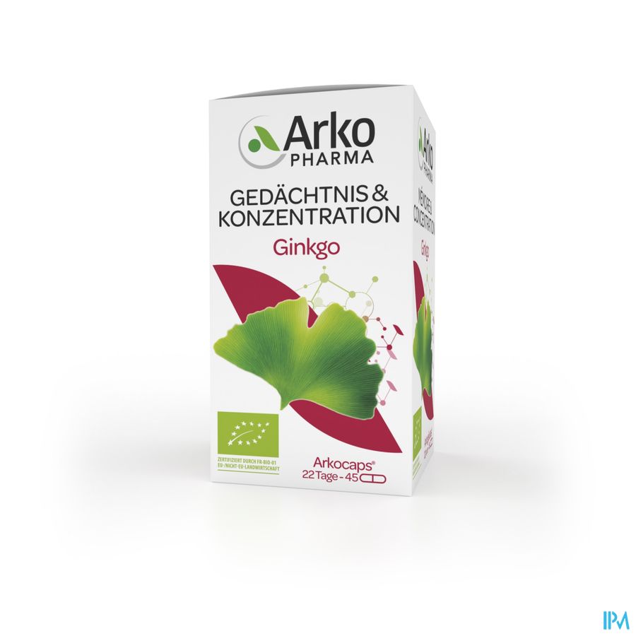 Arkopharma Arkogélules Ginkgo Mémoire Et Concentration Bio 45 Gélules