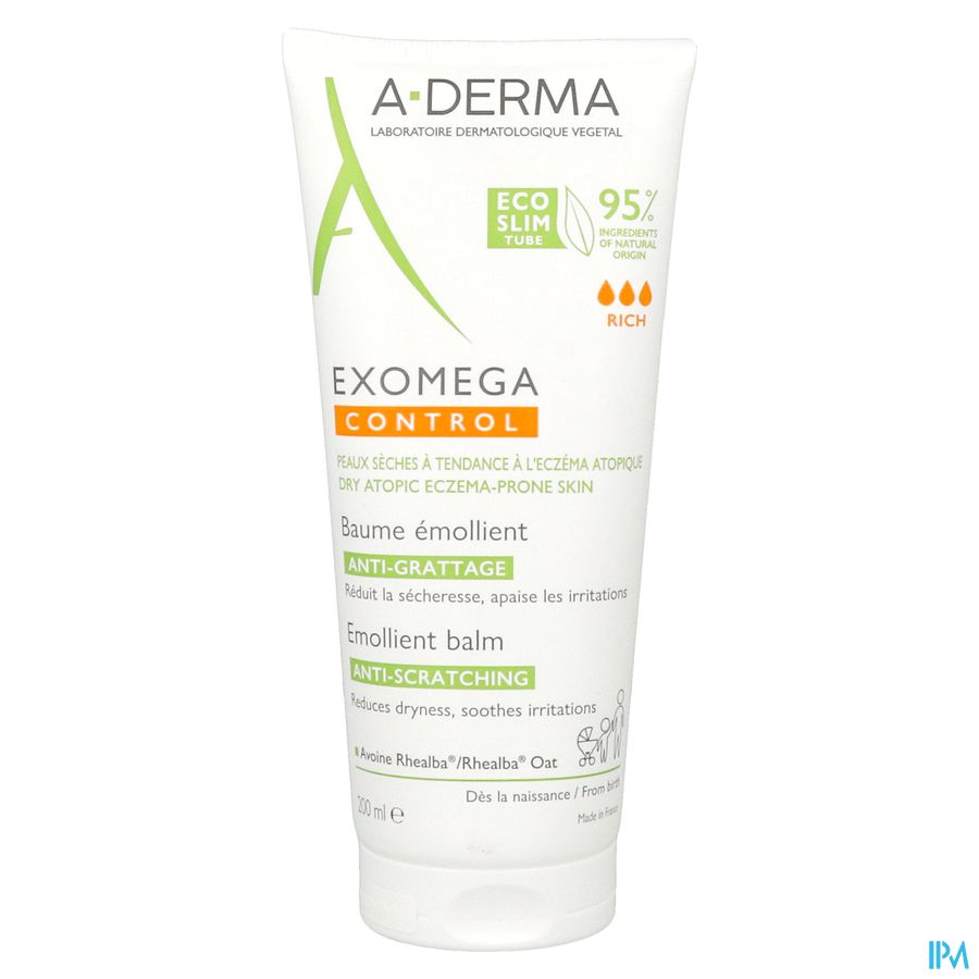A-Derma Exomega Control Baume emollient Anti-grattage peau à tendance atopique 400ml