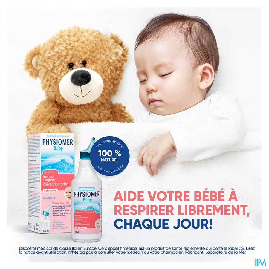 Physiomer® Baby Spray Nasal Isotonique 135ml - Prévention Ou En Cas De Rhume