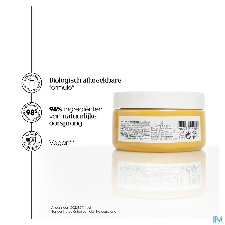 Klorane - Masque nutrition à la Mangue - Cheveux secs
