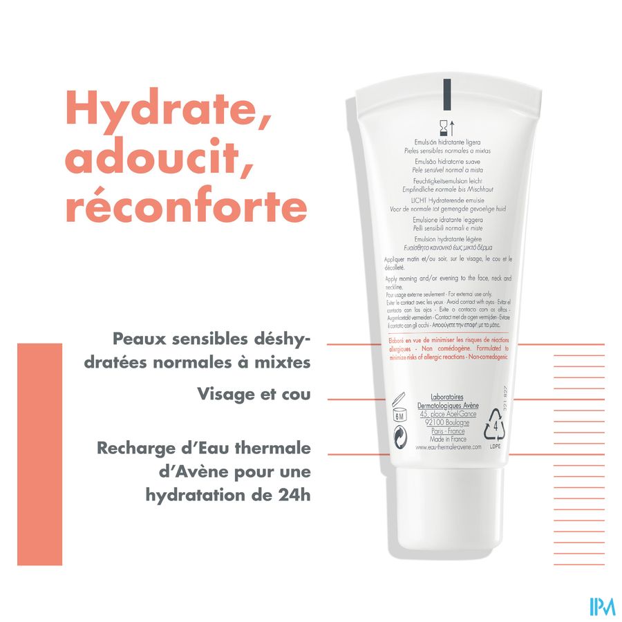 Eau Thermale Avène - Hydrance LÉGÈRE Émulsion hydratante Crème hydratante Peaux Sensibles