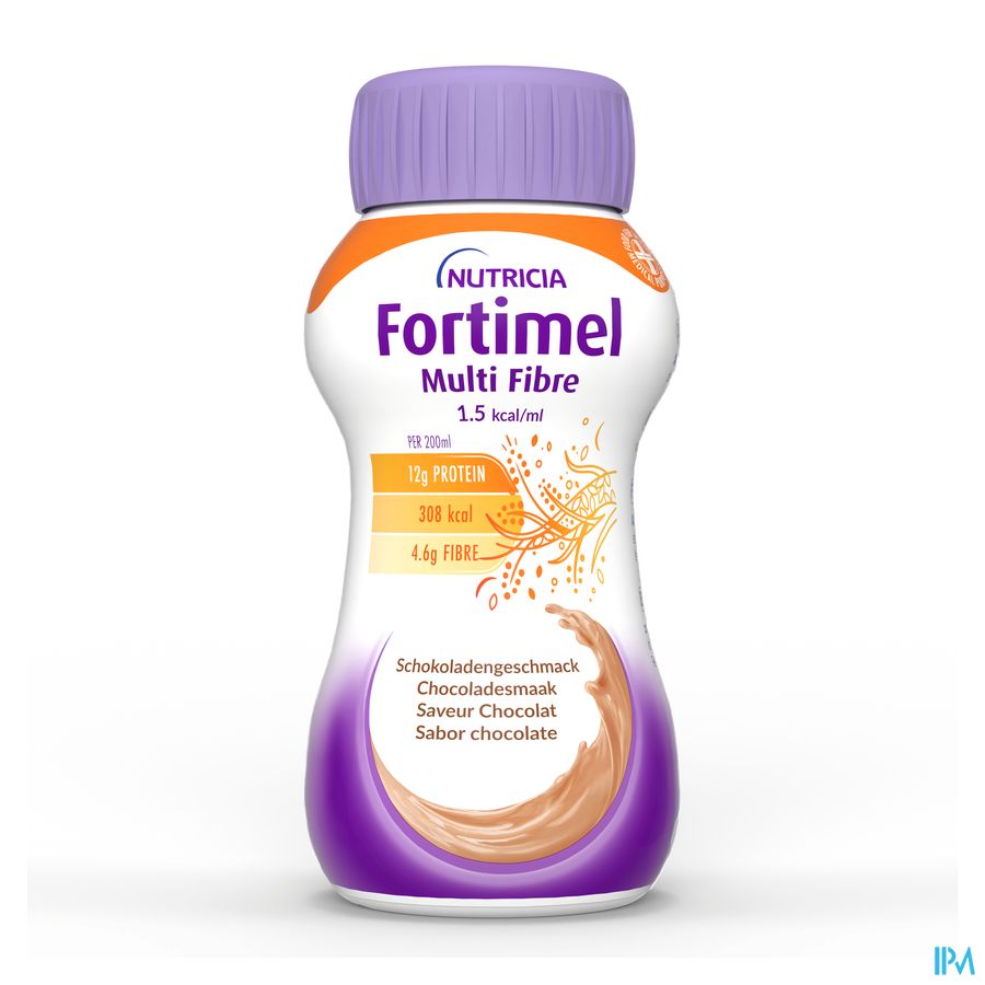 Fortimel Multifibre 1.5kcal Goût Chocolat Bouteilles 4x200ml