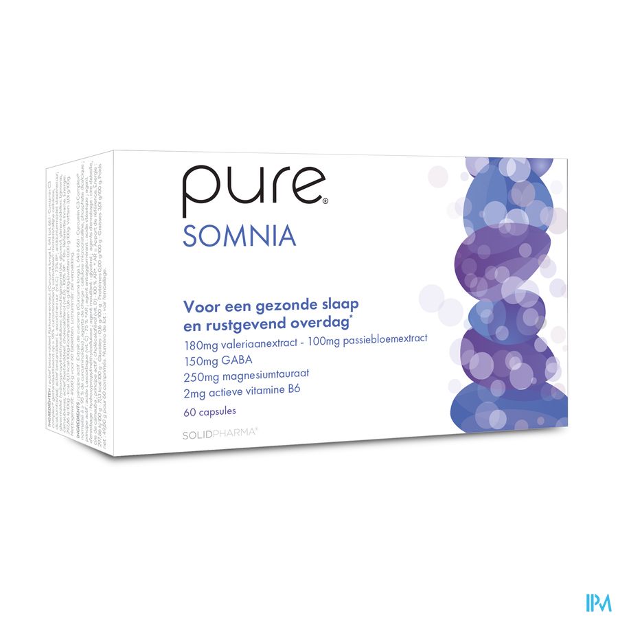 Pure Somnia. Valériane, Passiflore, Gaba. Sommeil et apaisant. 60 capsules.