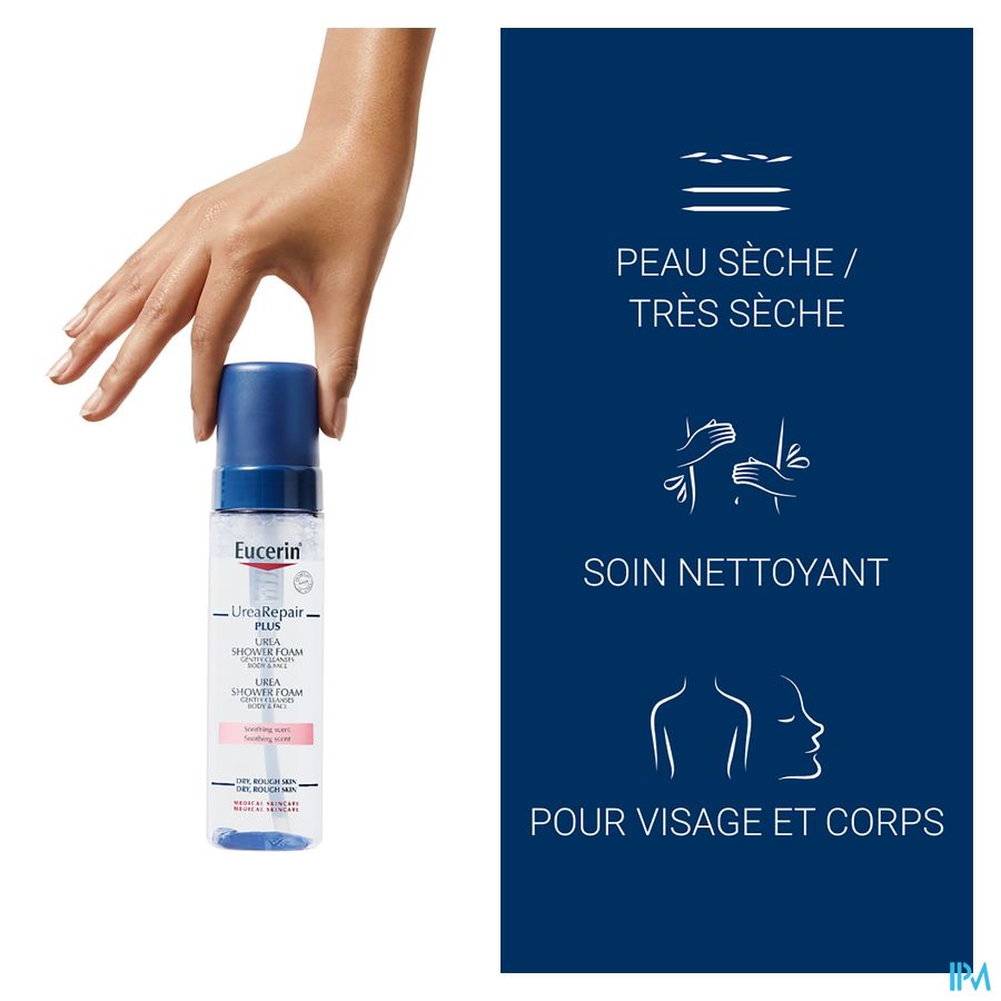 UreaRepair Plus 5% Mousse Lavante à l'Urée Parfum Apaisant Peau Sèche et Rugueuse avec pompe Visage et Corps 200ml