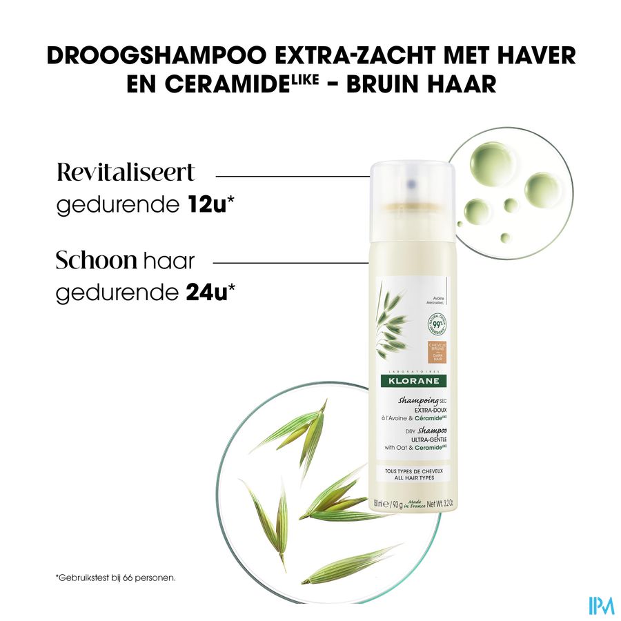 Klorane Shampoing sec teinté extra-doux - Cheveux châtains à bruns - à l'Avoine & Céramideᴸᴵᴷᴱ