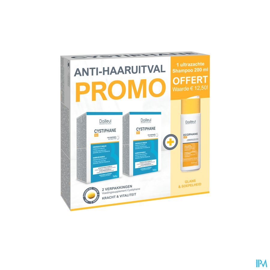 CYSTIPHANE PROMOPACK (2 X 120 comprimés + 1 shampoing ultra doux 200 ml GRATUIT)