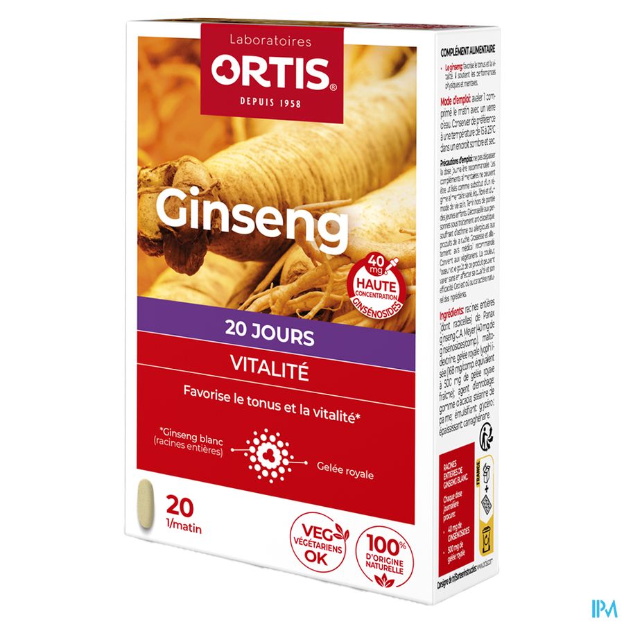 Ortis Vitalite Ginseng 20 Comp 20