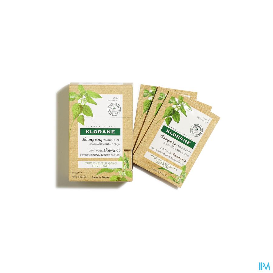 Klorane - Shampoing masque à la poudre d’Ortie BIO – cuir chevelu gras