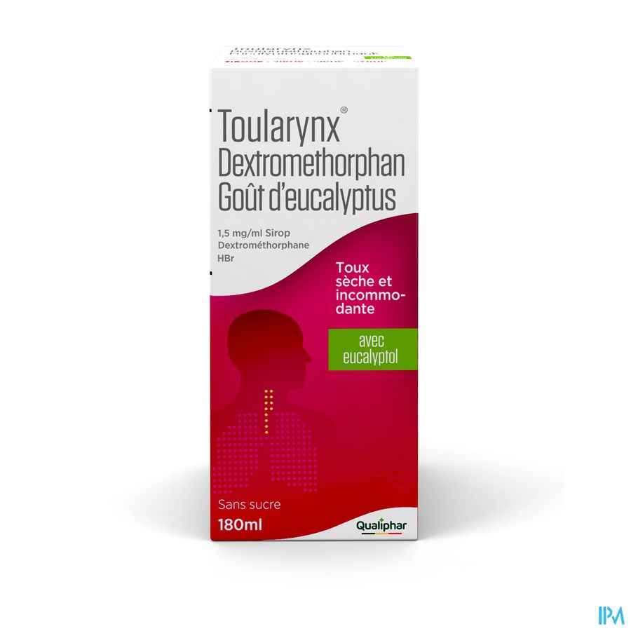 Toularynx Dextromethorphan Eucalyptussmaak 180 ml sirop toux sèche