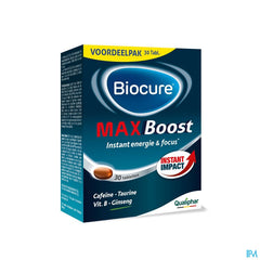 Biocure MAX Energie instantanée, concentration, vitamine - 30 comprimés