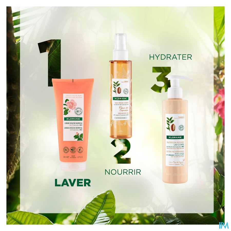 Klorane - Crème douche au Cupuaçu BIO - Lait de Rose - Peau sèche