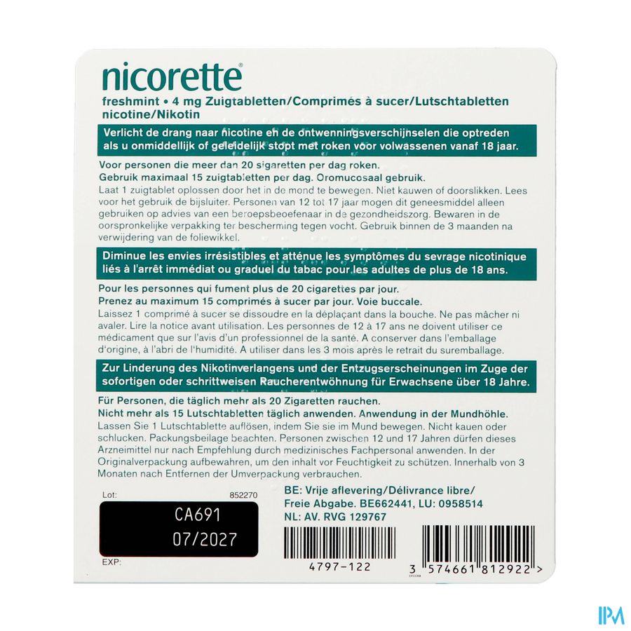 Nicorette Freshmint 4mg Comp A Sucer S/sucre 80 Nf