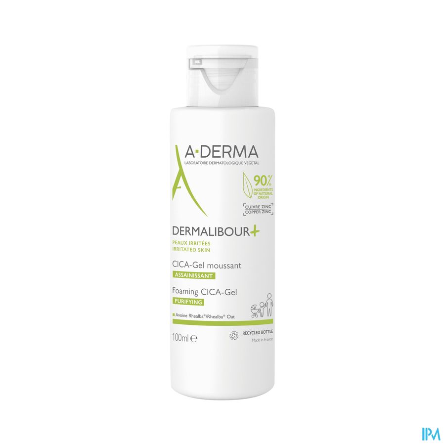 A-DERMA - DERMALIBOUR + CICA -GEL MOUSSANT ASSAINISSANT -  Apaise les peaux irritées