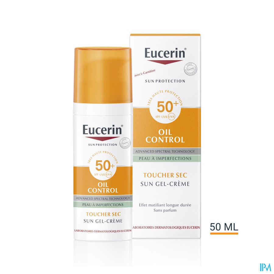 Sun Oil Control SPF 50+ Toucher Sec Gel-Crème Peau à Imperfections et Grasse avec pompe 50ml