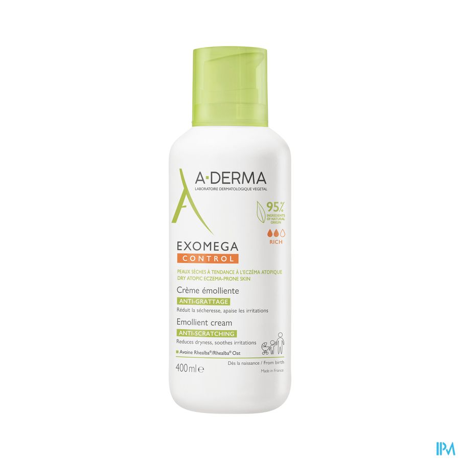 A-Derma Exomega control crème émolliente anti-grattage peau à tendance atopique 400ml