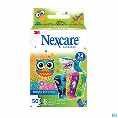 Pansements Nexcare™ Happy Kids Mix Plasters, Assortiment, 50/Boîte