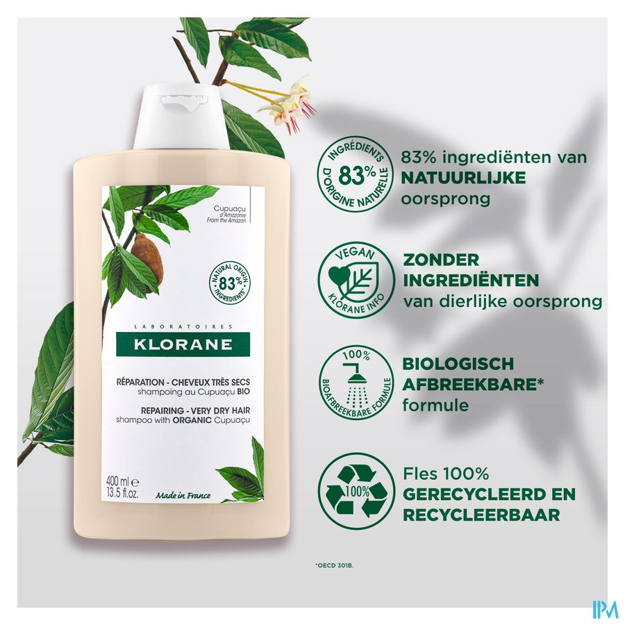 Klorane - Shampoing Réparation au Cupuaçu BIO - Cheveux très secs