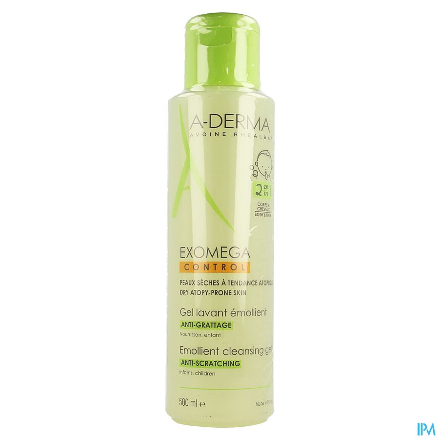 A-DERMA - EXOMEGA CONTROL GEL LAVANT ÉMOLLIENT 2 EN 1 ANTI-GRATTAGE - Peau fragile à tendance atopique