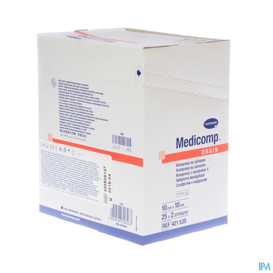Medicomp Drain 10x10cm 6pl St 25x2 P/s