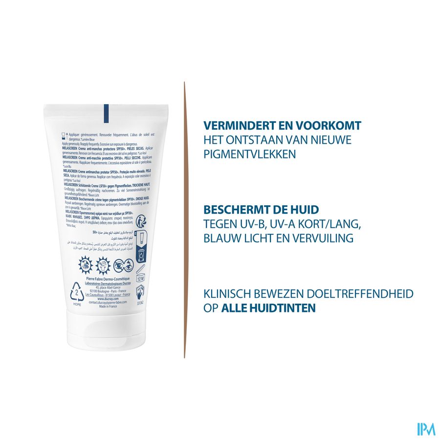 Ducray MELASCREEN Crème anti-taches protection solaire SPF50+ - Peaux sèches