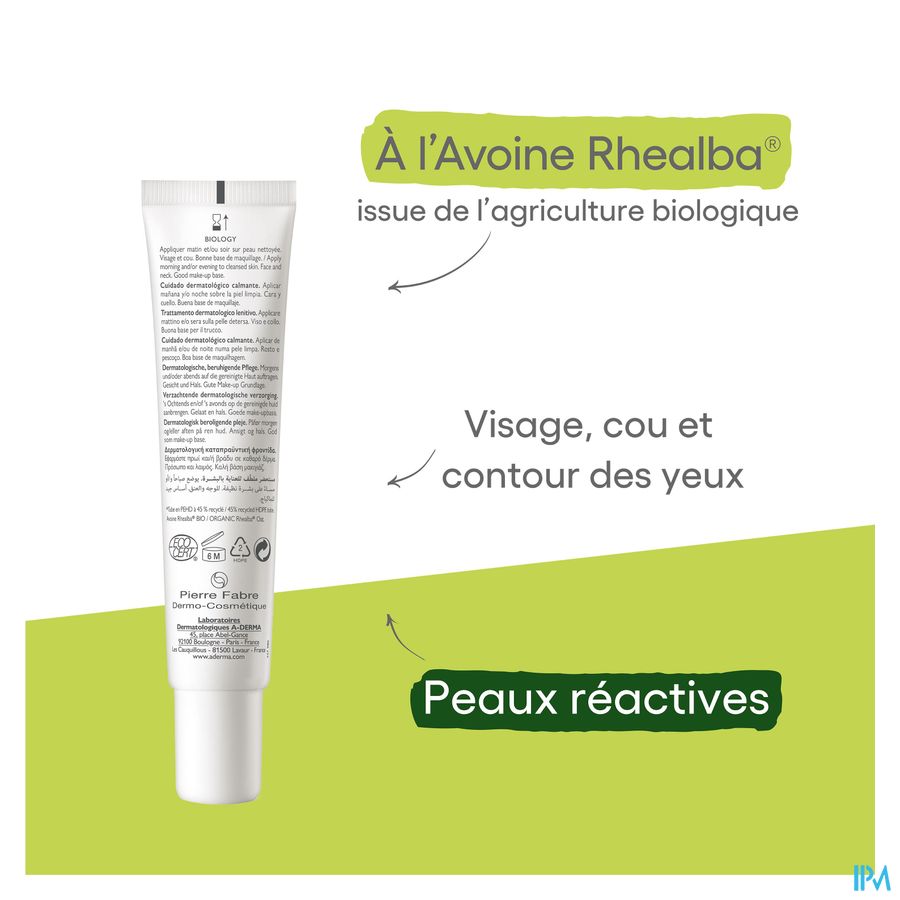 A-DERMA - BIOLOGY CALM SOIN DERMATOLOGIQUE APAISANT - Crème apaisante visage - BIOLOGY