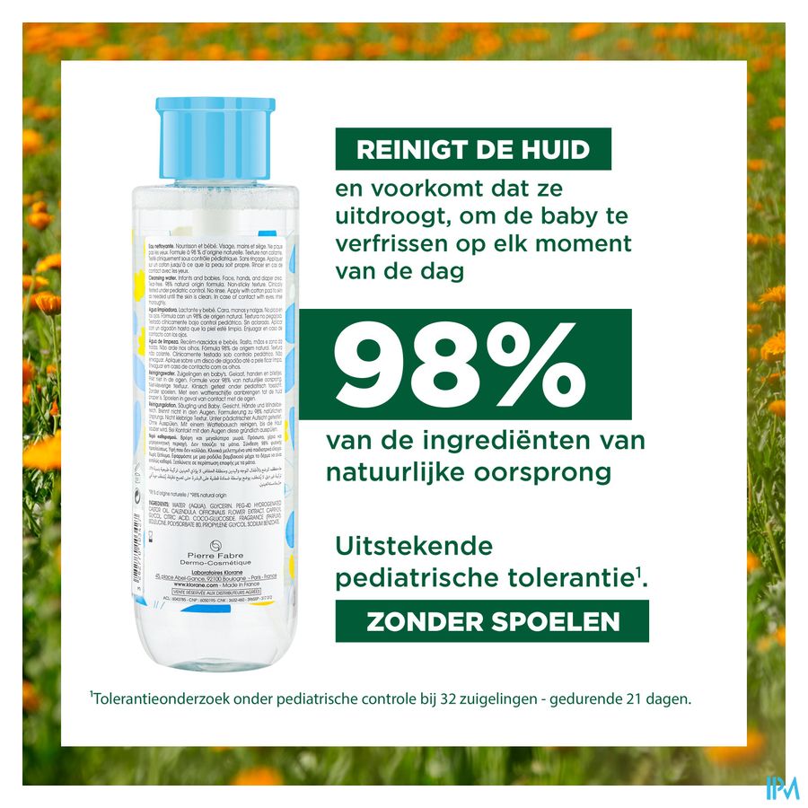 Klorane - Eau nettoyante sans rinçage au Calendula apaisant - Bébé - Peau normale