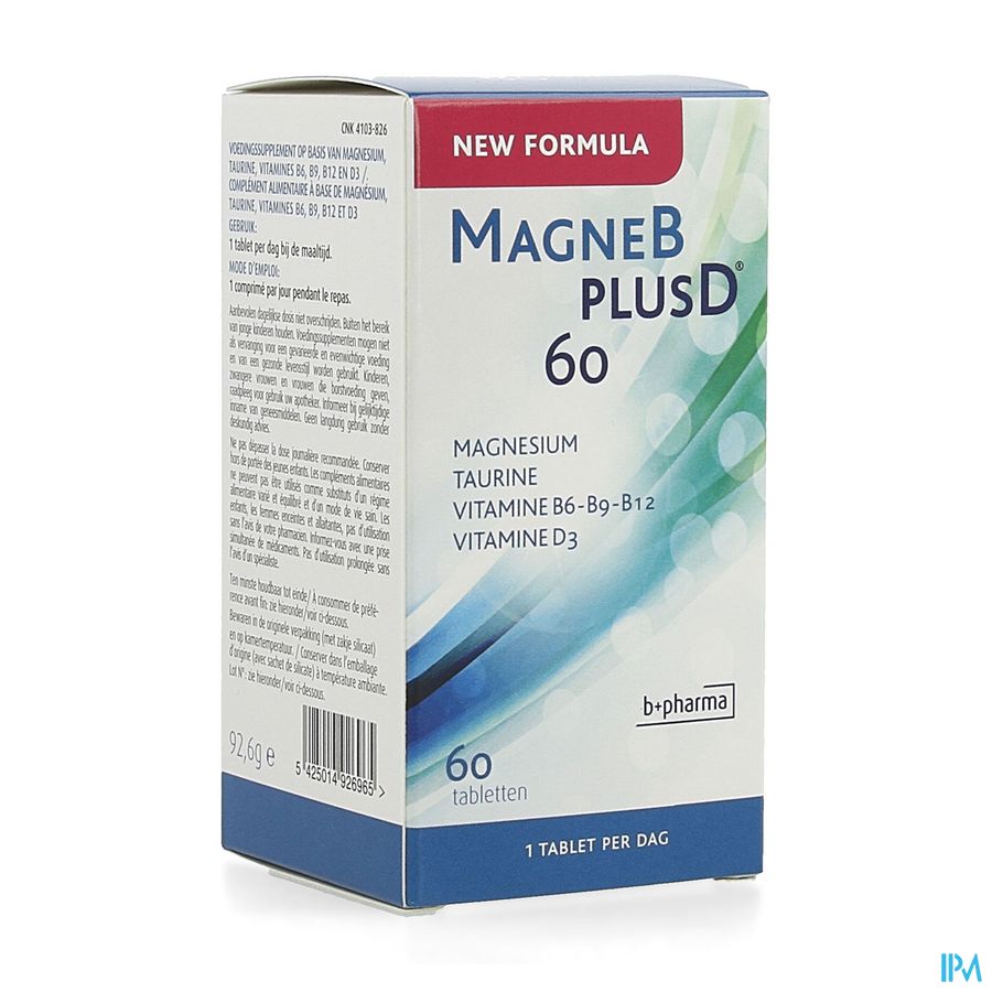 MagneBplusD - Magnésium, Vitamine D, Vitamines B, Acide Folique, Taurine - 60 comprimés