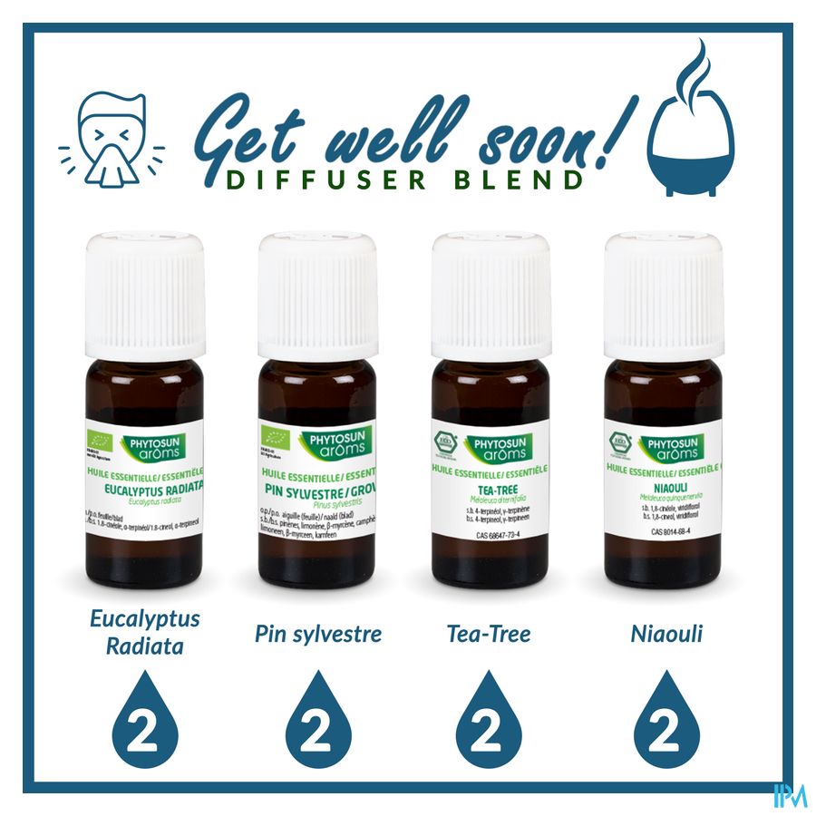 Phytosun® Huile Essentielle Eucalyptus radiata bio – 10 ml – Respiration et immunité