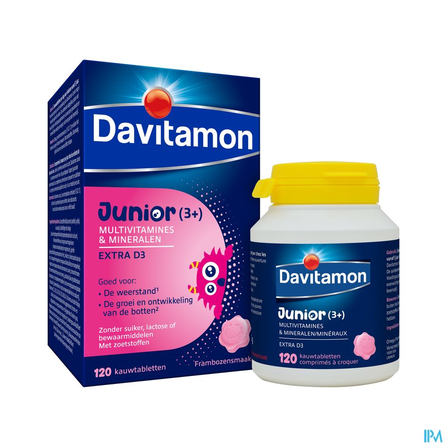 Davitamon® Junior Goût Framboise Multivit. 120 Compr. À Croquer À Partir De 3 Ans