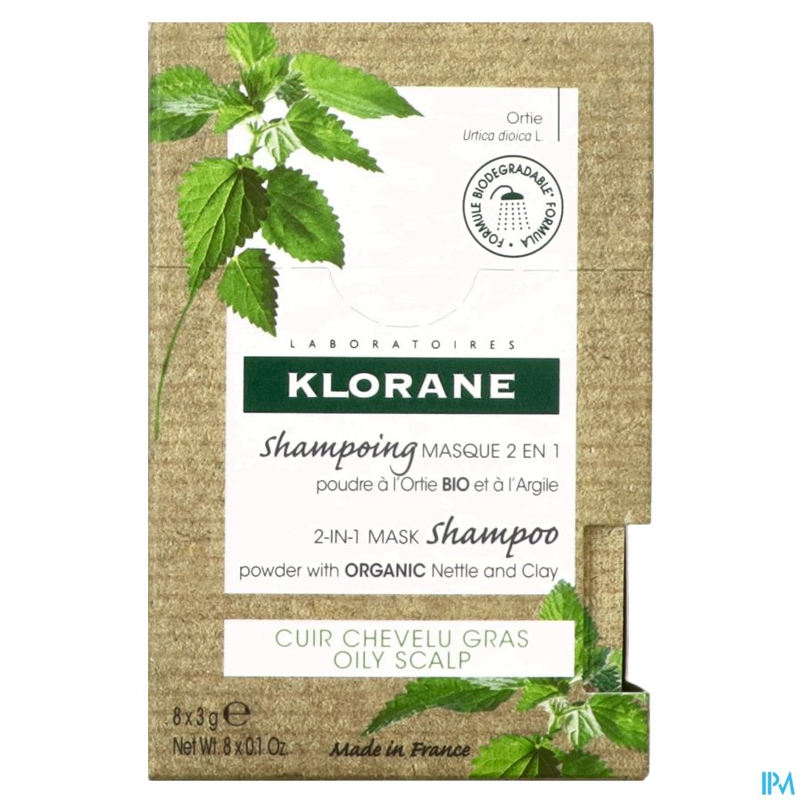 Klorane - Shampoing masque à la poudre d’Ortie BIO – cuir chevelu gras