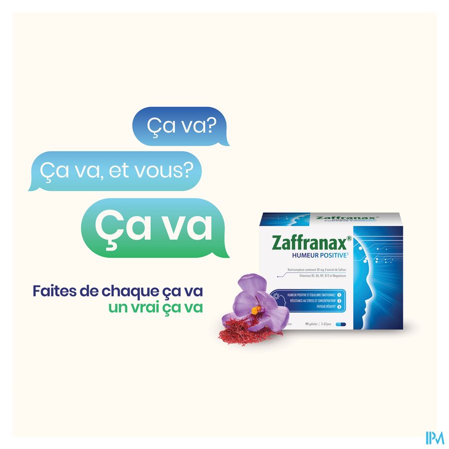 PROMO -10 EUR Zaffranax® Humeur Positive 90 Gélules - Émotionnel (1), stress (2), fatigue (3)