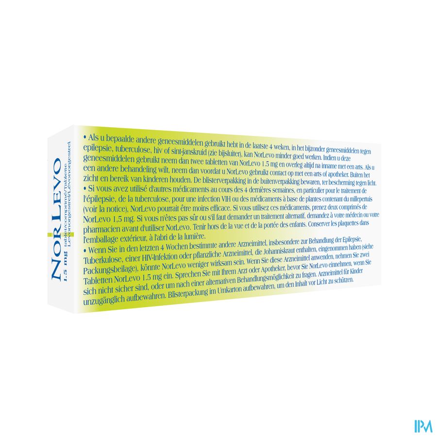 Norlevo 1,5 mg comprimés - Pilule de lendemain