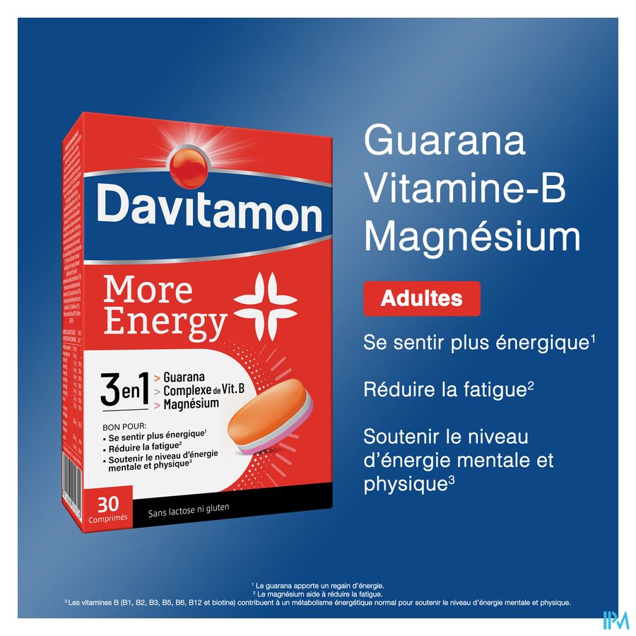 Davitamon® More Energy 3 En 1 30 Cpr.: Énergie Mentale & Physique, Contre Fatigue