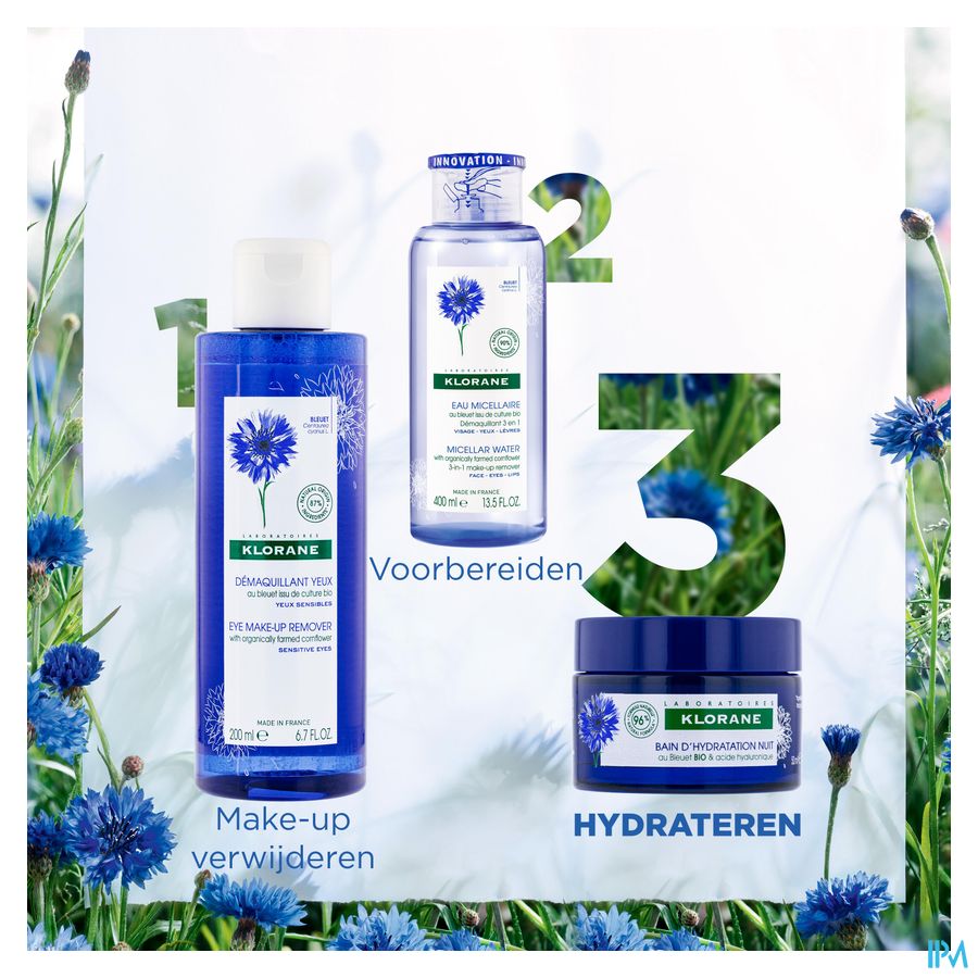 Klorane - Bain d’Hydratation Nuit au Bleuet BIO et acide hyaluronique - Visage et yeux